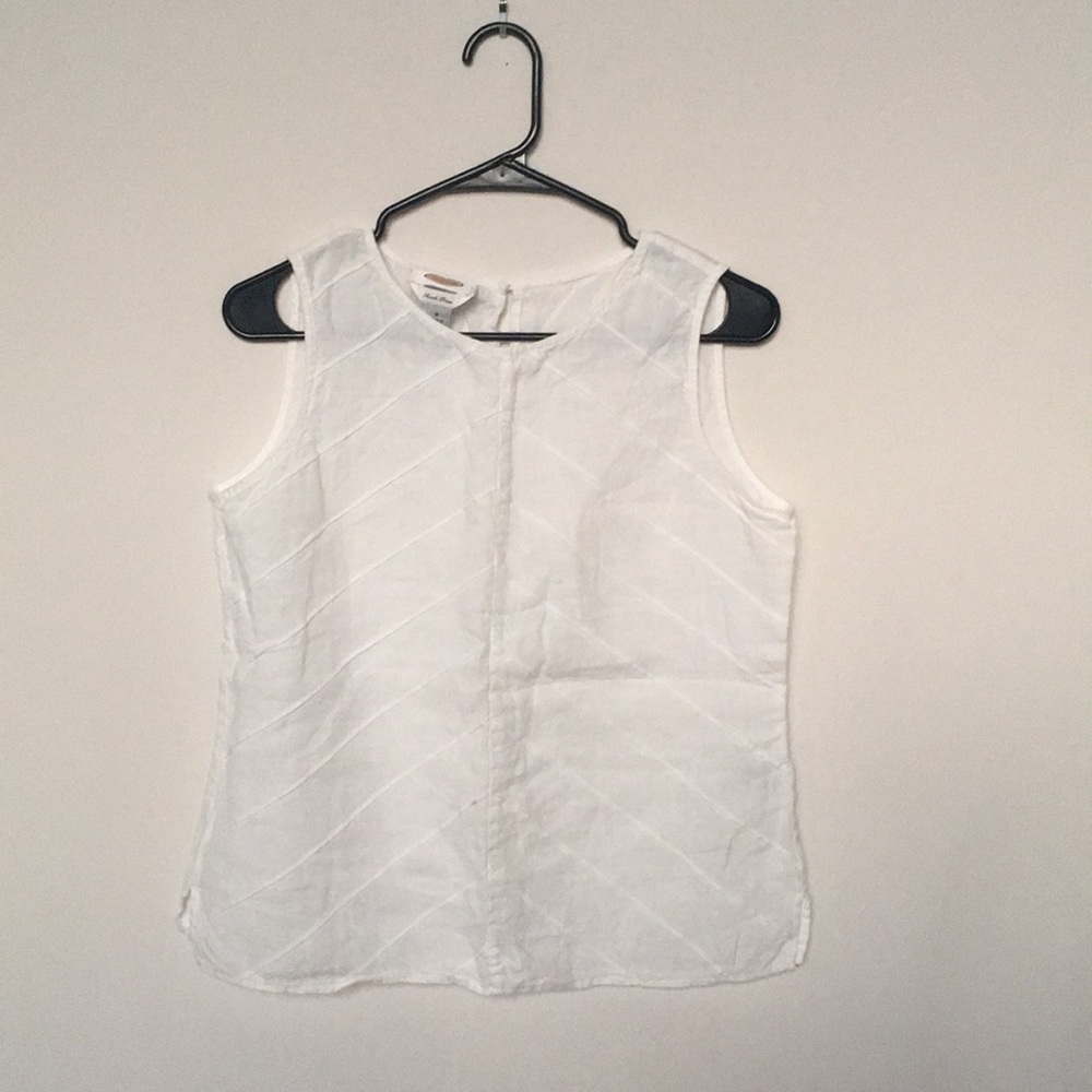White Sleeveless Linen Shirt